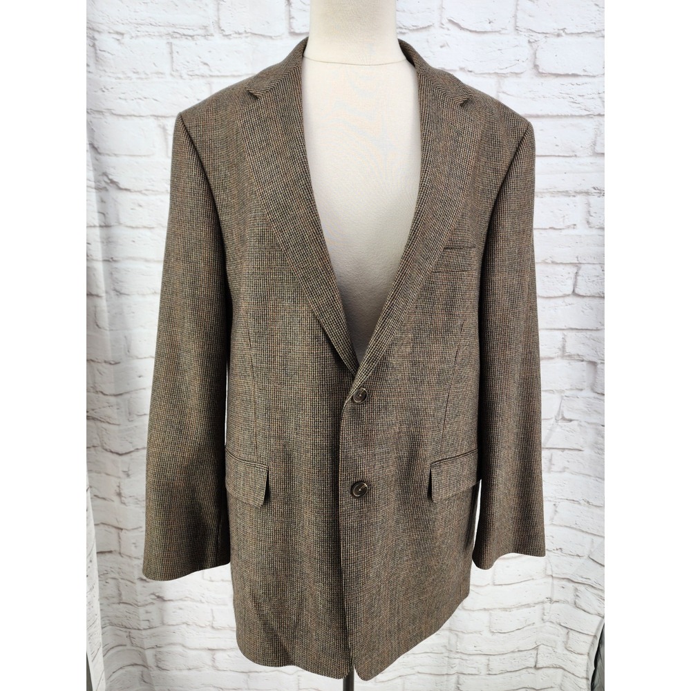 Tweed Jacket 44R Brown 100% Wool Marled Blazer Sport Coat Old Money Academia